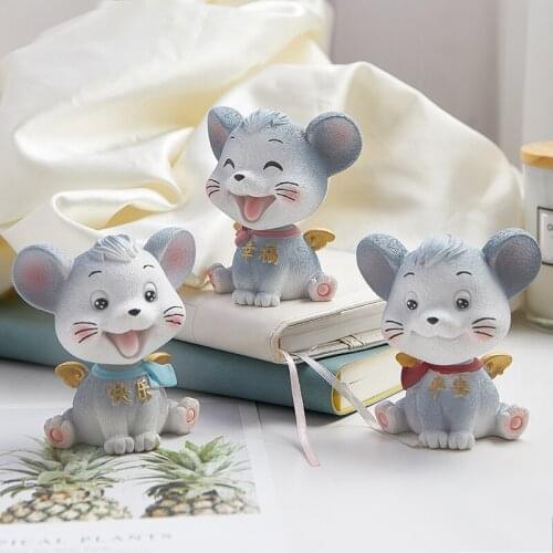 Mouse car ornaments Living room desktop decorations Cute little furnishings Home Decoration Resin material Animal elements