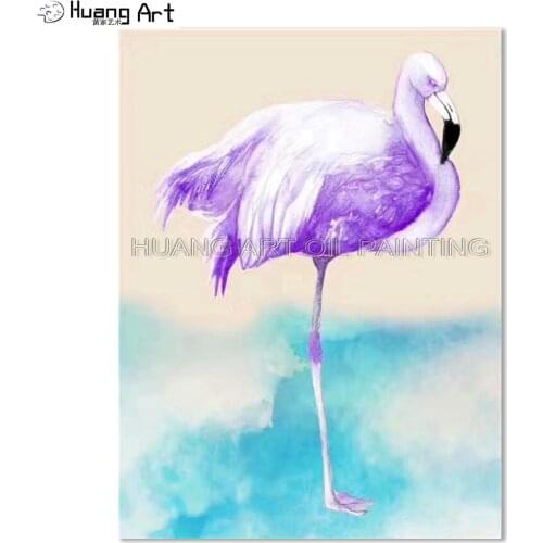 New Abstract Flamingo Oil Painting On Canvas Purple Bird Oil Painting For Wall Decoration Flamingos Painting For Living Room