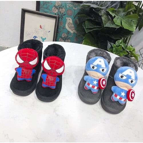 Dolakids New Winter Childrens Shoes Keep Warm Boys' Cartoon Shoes with Soft and Thick Cotton Boots and Leather Ankle Boots