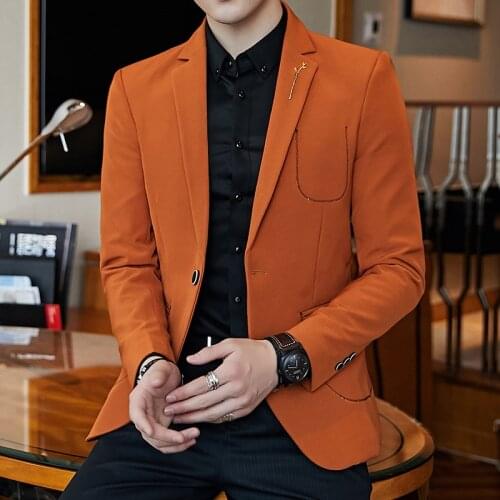 2021 New Small suit High Quality men leisure Korean version slim handsome Solid color barber suit mens coat trend Oversize