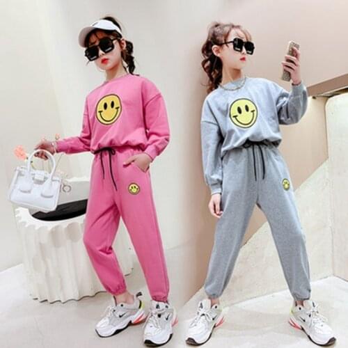 New Autumn Kids Sport Clothes Cute Childrens Clothing Cotton Casual Sweatshirt+Pants Suit Teenage Girls Costume Outfits 4-13Yrs