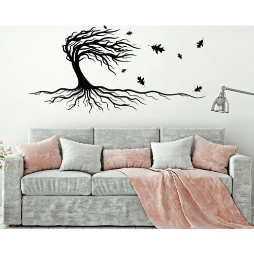 Autumn Nature Wall Stickers Classroom Home Decor Beautiful Forest Tree Roots Leaves Foliage Vinyl Wall Decal Decoration Z260