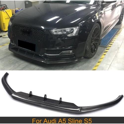 Front Bumper Lip Spoiler Splitters for Audi A5 Sline S5 Sedan Coupe Convertible 2012 - 2016 Front Lip Spoiler Apron Carbon Fiber