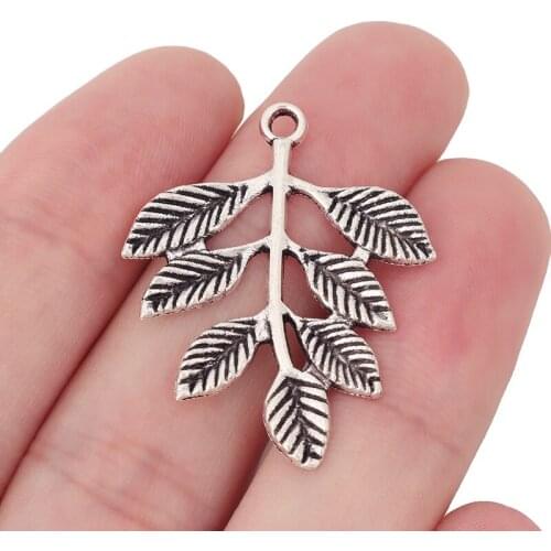 10 x Tibetan Silver Tree Leaf Branch Charms Pendants for DIY Jewelry Making Findings 34x28mm