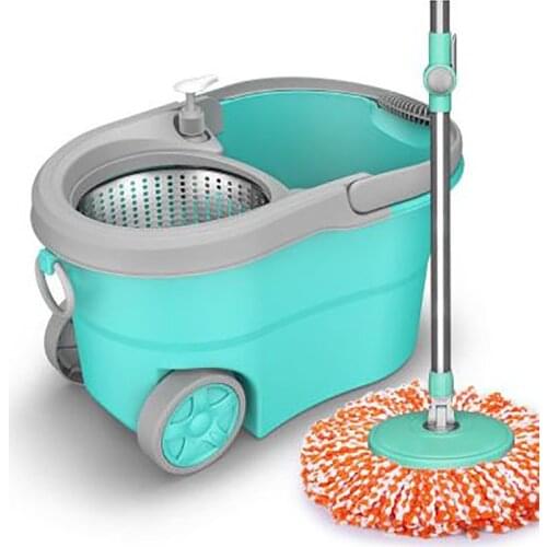 Spin Mop Bucket Portable Magic Double Drive Stainless Steel Hand Pressure Rotating with Head Household Floor Cleaning Set WF