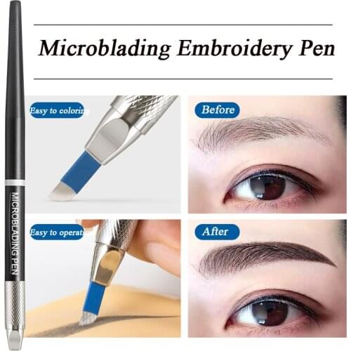 Professional Embroidery Microblading Pen Aluminium Alloy New Design Tattoo Gun Manual Pen Tool for Permanent Makeup Eyebrow Lip