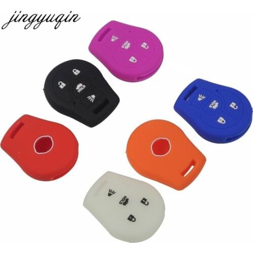 Jingyuqin Silicone Case For Nissan Maxima Altima Sentra Versa Micra X-Trail Terrano Tiida Cube Juke 4 Buttons Car Key Shell Cove