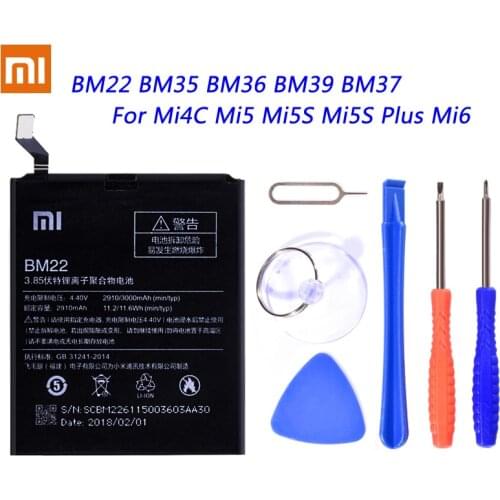 SIYAA BM22 BM35 BM36 BM39 BM37 Battery For Xiaomi Mi5 Mi4C Mi5S Mi 5 6 4C 5S Replacement Mobile Phone Bateria Lithium Polymer