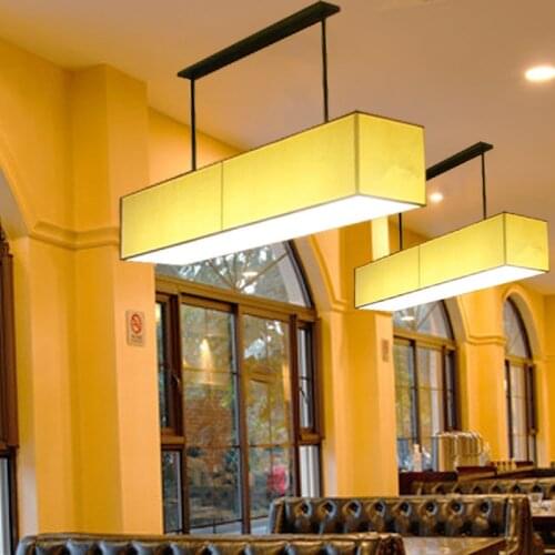Nordic modern minimalist American style living room restaurant Pendant Lights linen fabric rectangular Pendant Lamps