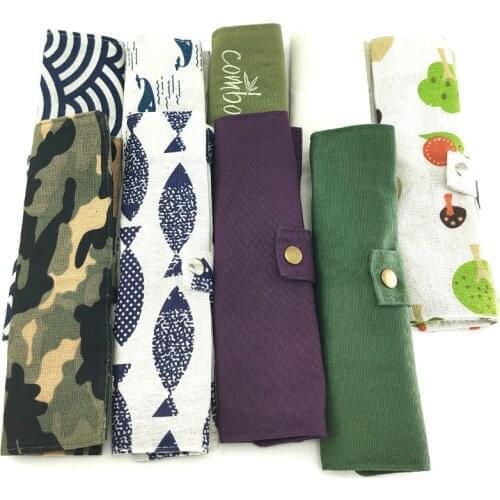 Straw Kitchen Utensil With Cloth Bag Eco-friendly Travel Reusable Portable Bamboo Cutlery Set Spoon Fork Chopsticks