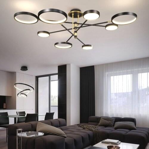Modern Led Chandelier Lighting for Living Room Bedroom Black Frame aluminum Dropshipping Indoor Decoration Fixtures Lustres