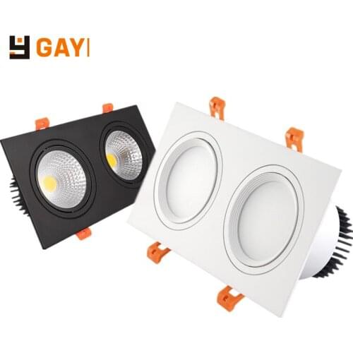 LED Spot Lights Indoor Lighting Square double head Dimmable Recessed LED Downlights 14W/18W/24W COB LED Ceiling Lamp AC85-265V