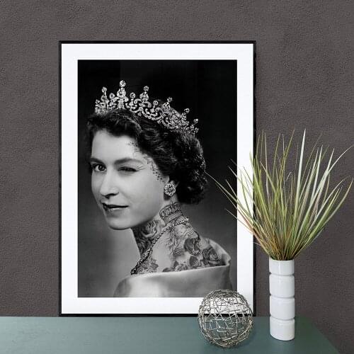 Tattoo Portrait Queen Elizabeth Poster Print Audrey Hepburn Monroe Art Canvas Painting Sexy Wall Pictures for Bedroom Home Decor