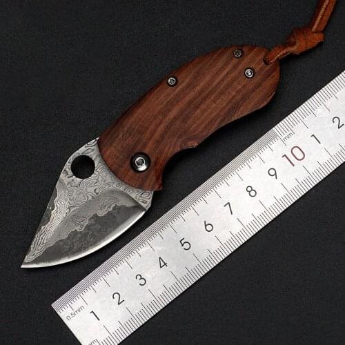Outdoor Mini Knife Tadpoles Damascus Steel Folding Knife Natural Folding Knife