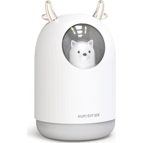 Cool Mist USB Humidifier with Adjustable Mist Mode 300ml 7 Color LED Lights Changing Waterless Auto Shut-off For Bedroom Office