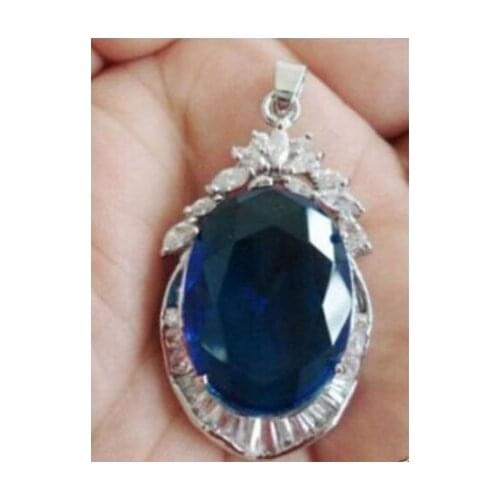 Women Gift word Love Hot sale new Style Exquisite blue Tourmaline Pendant necklace mujer for silver-jewelry silver-jewelry