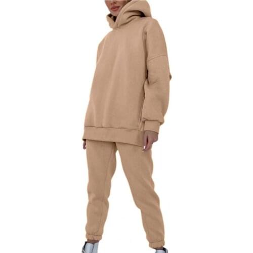 Womens tracksuit Solid Color Hoodie Pants Suit Warm Casual Long Sleeve Hooded Women Suit for Winter Women Clothing sets