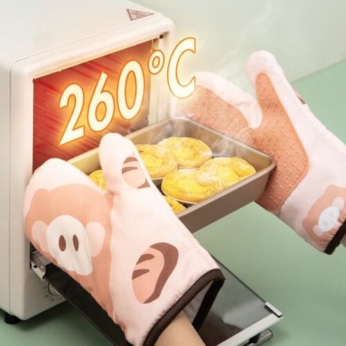 1PC Silicone Anti-scalding Oven Gloves Microwave Glove Houshold Non-slip Cotton BBQ Oven Baking Gloves Silicone Anti-scalding