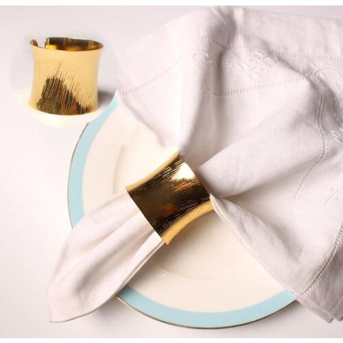 1PC Hot New Alloy High Quality Napkin Ring Holder Gold Christening Bangle Metal For Wedding Party Supplies Table Decoration