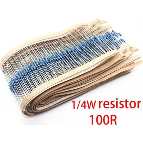 100pcs 100 ohms 1/4W 100R Metal Film Resistor 100ohm 0.25W 1% ROHS