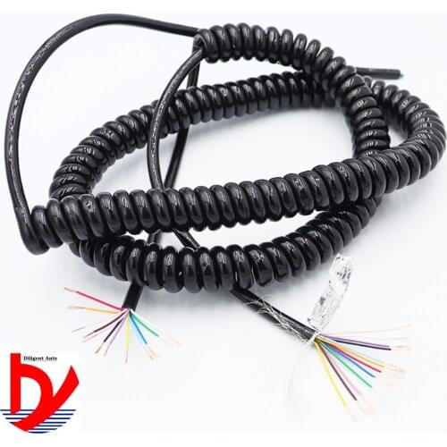 12-core 24AWG spring wire and cable PU telescopic wire 12-core shielded spring wire Spiral telescopic cable Stretchable wire