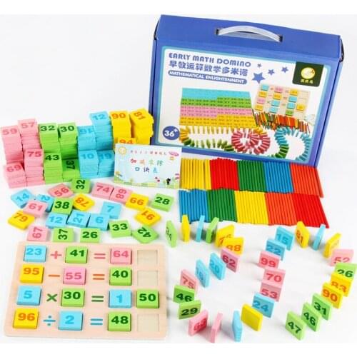 200Pcs Children Early Educational toy Wooden Domino Sets with Numbers Arithmetic Sticks Board domino block toys math teach