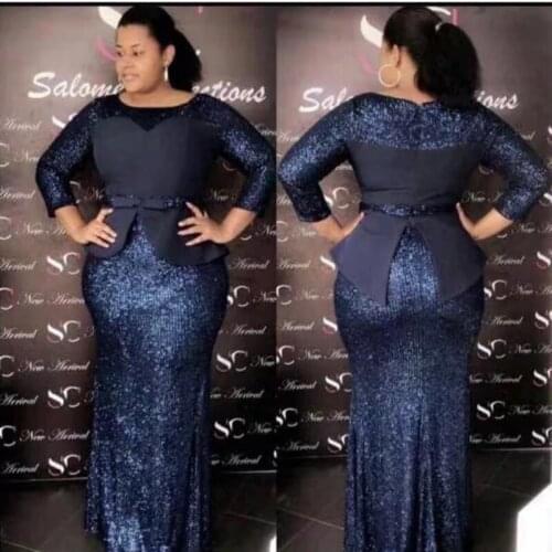 2021 Sequined Dress Long Sleeve Round Neck Shiny Party Evening Dress