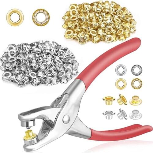 401Pcs 1/4Inch 6Mm Grommet Eyelet Pliers Kit, Grommet Tool Kit With 400 Metal Eyelets In Gold And Silver,Eyelet Grommets