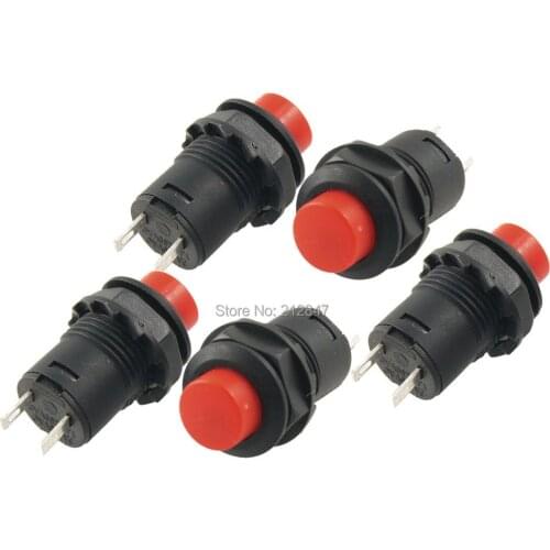 5 Pcs AC 250V/1.5A 125V/3A SPST Latching Red Push Button Switch