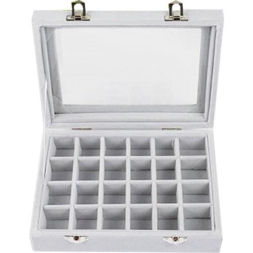 70% Hot Sale 24 Grids Velvet Ear Stud Earrings Ring Display Tray Storage Container Organizer