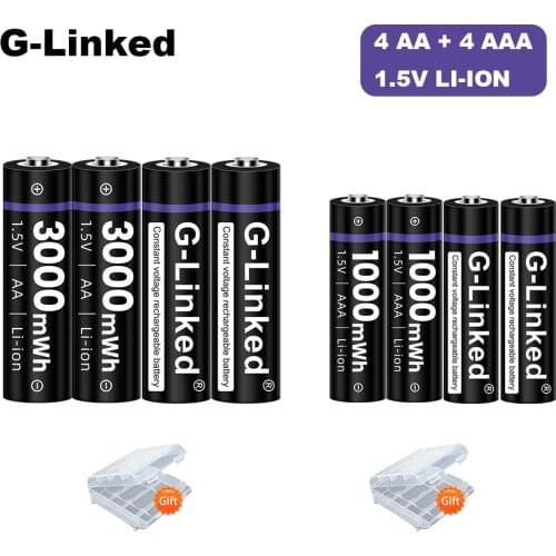 1.5V AA + AAA Rechargeable AA Battery 1000 3000mWh for Torch Toys Clock MP3 Player Replace Batteries