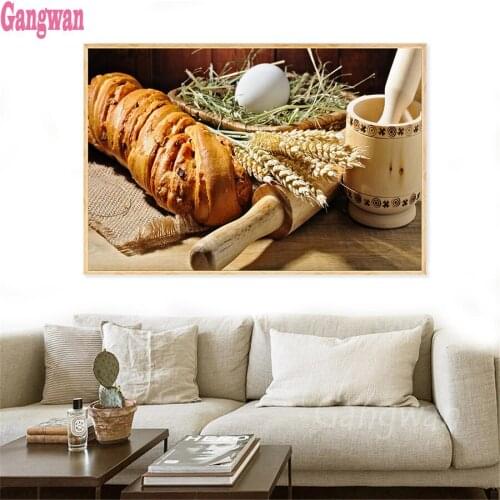 Diy full square round drill diamond painting Bread Wheat Breakfast Food 5d diamond mazayka embroidery crystal icons wall decor
