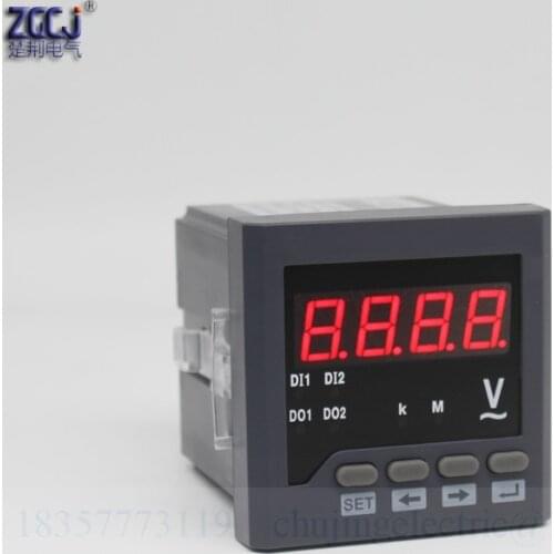 True RMS digital AC voltage panel meter 72x72 digital voltmeter digital with 2 relay alarm output and RS485 communication