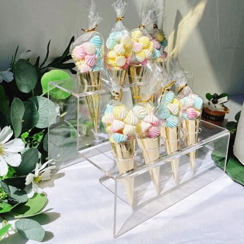 Two Tier Cupcake Ice Cream Display Racks Acrylic Sweet Tube Cone Holders Cake Stands for Wedding Baking Shop Tableware