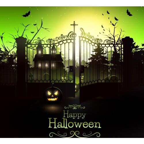 VinylBDS Pumpkin Photography Backdrop Iron Gate Backdrop Photo Background Halloween Party Photography Background
