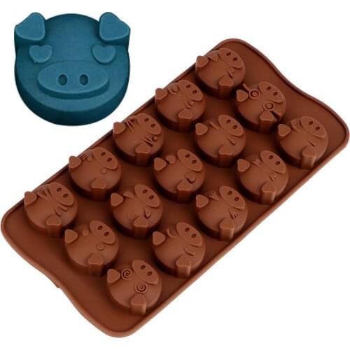 HILIFE 15 Holes DIY Cookies Cake Decorating Tools Funny Pig Shaped Bakeware 3D Silicone Chocolate Mold Soap Candy Fondant Mold