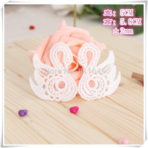 20 pcs/lot, Sew On Handmade Lovely Children Organza Embroidery Swan Lace Appliques Patches Free Shipping