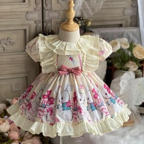Summer Girl Lolita Dress Lovely Yellow Rabbit Princess Skirt Girls Dress Kids Clothes Kids Dresses for Girls christmas Aramex