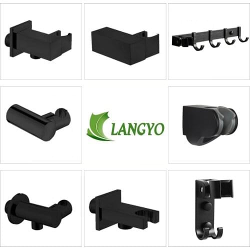 Matt Black Handheld Shower Spray Head Holder Bracket Wall Mount Hand Sprayer Solid Brass Accessories Connector Elbow Unit Spout