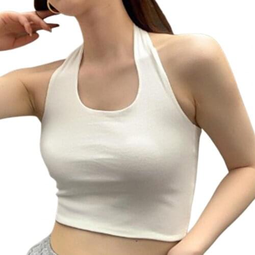Forefair Ribbed Tank-Tops U-neck Sexy Crop Vest Solid Harajuku Korean Female Off Shoulder Knitted Tank-Top Summer for Women Tops
