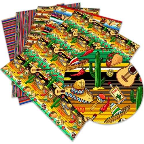 Mexico Flower Styles Printed Faux Leather Sheets DIY Decoration Crafts A4 22*30CM