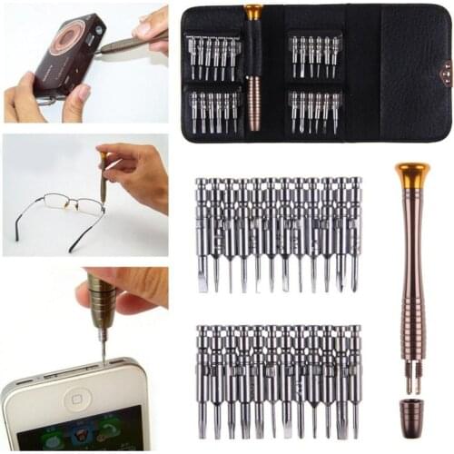25-in-1 Multifunction Screwdriver Combination Leather Package Phone Notebook Disassemble Repair Tools