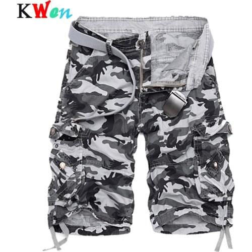 2019 Plus size New Camouflage Loose Cargo Shorts Men Cool Summer Military Camo Short Pants Hot Sale Homme Cargo Shorts No belt