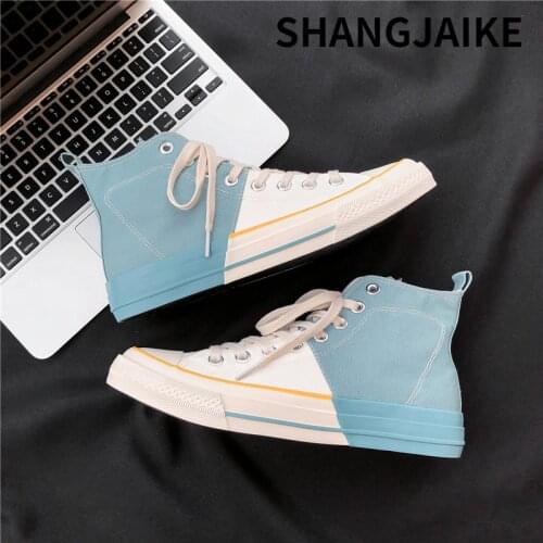 Spring and Autumn High Top Canvas Shoes Men 2021 New Fashion Casual Single Shoes Harajuku Style Student Color Matching Shoes Men