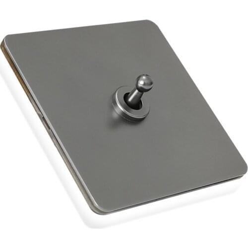 Retro Nordic Minimalist 86 Type Wall Light Toggle Switch Gray Stainless Steel Panel Metal Switch Button EU Socket