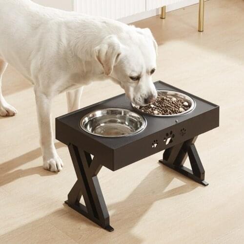 Anti-Slip Elevated Double Dog Bowls Adjustable Height Pet Feeding Dish Feeder Stainless Steel Water Food Container Dog Feeders