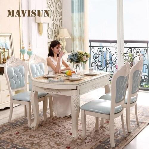 European-Style Dining Table And Chair Combination Modern Minimalist Folding Marble Round Kitchen Table For Small Apartment