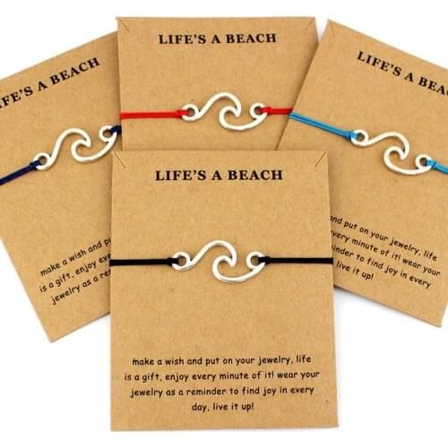 Ocean Waves Beach Sailing Charms Adjustable Bracelets Women Men Friendship Lovers Couple Best Friends Fashion Jewelry Gift