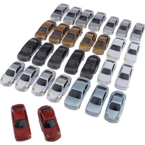 HO OO Scale Train Cars Architectural Scale Model Vehicles for 1:75 Building Train Scenery 30pcs