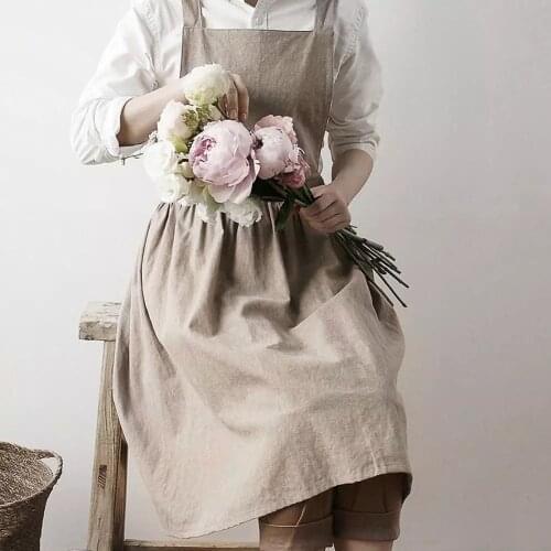 Nordic Simple Florist Apron Cotton Linen Gardening Coffee shops kitchen Aprons For Cooking Baking Restaurant Apron